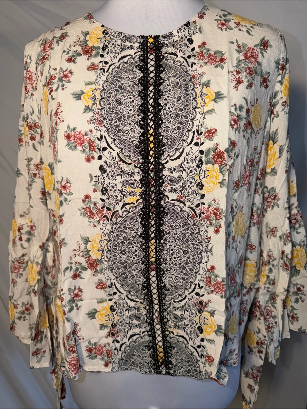 Moon River Angel Sleeve Peasant Blouse